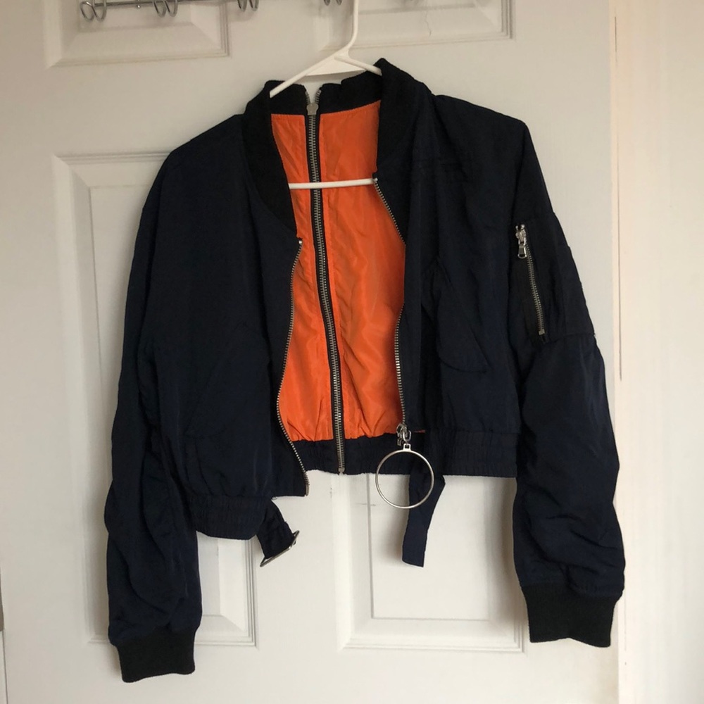 Navy blue bomber jacket